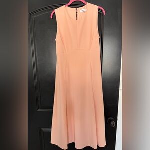 Calvin Kline Peach A-Line Sleeveless midi fully lined  dress.
